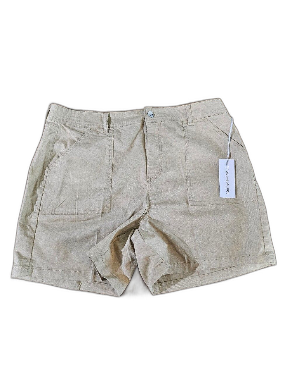 Tahari New Beige Cotton  Utility Shorts Modern Minimalist